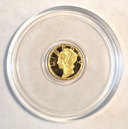 1/100 oz .9999 Pure Gold Mercury Round – Rare, Stunning Collectible