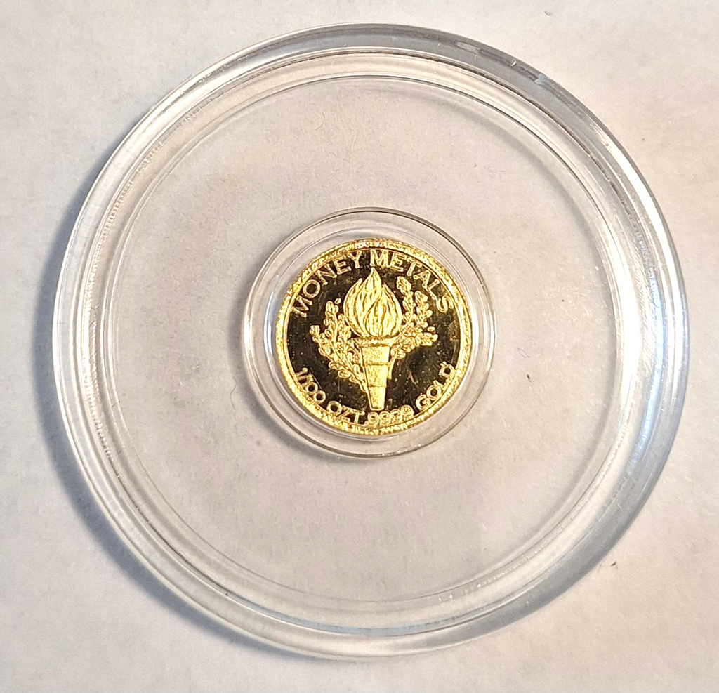1/100 oz .9999 Pure Gold Mercury Round – Rare, Stunning Collectible