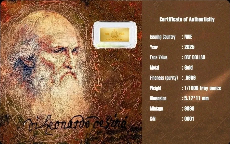 2025 Last Supper 1/1000 oz .9999 Gold Coin in Card Mintage of 9999 Jesus Bara