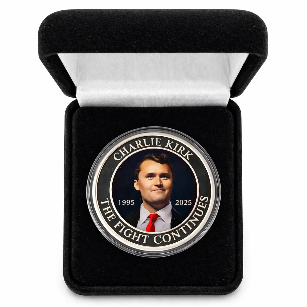 1 oz .999 Silver Charlie Kirk Memorial Coin    w/ Certificate & Display Case