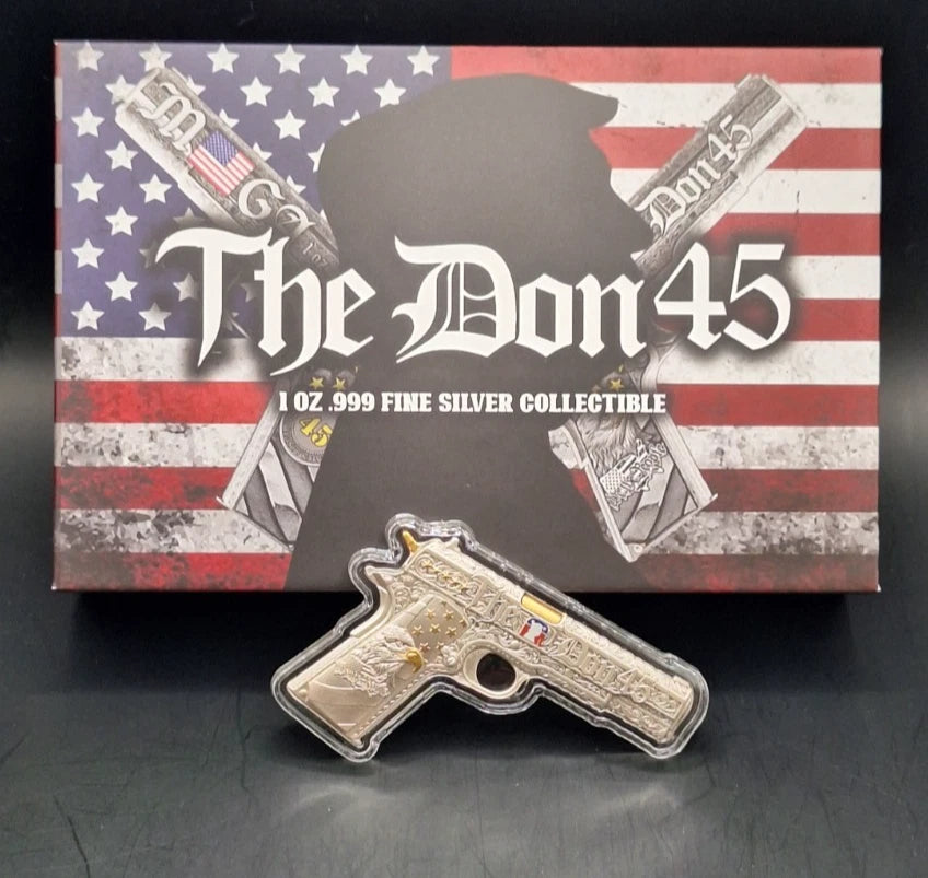 The DON 45 President Trump USA America 1 oz 999 FINE Silver round bar MAGA