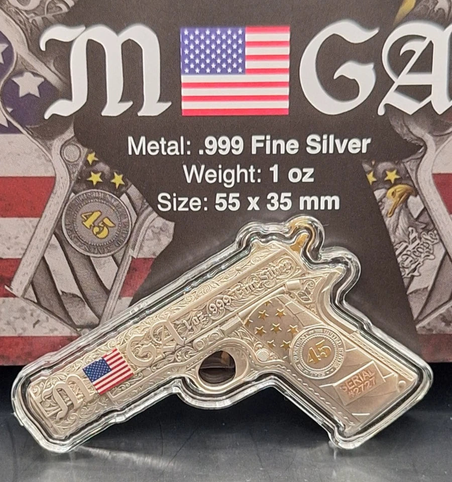 The DON 45 President Trump USA America 1 oz 999 FINE Silver round bar MAGA