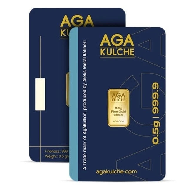 AgaBullion Gold Bar, 1/2 Gram, .9999 Pure in Assay Package