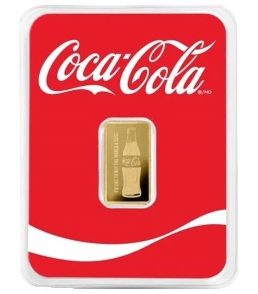 Pure Gold Coca Cola Bottle And Logo Limited Edition Gold Bar In Coke Assay