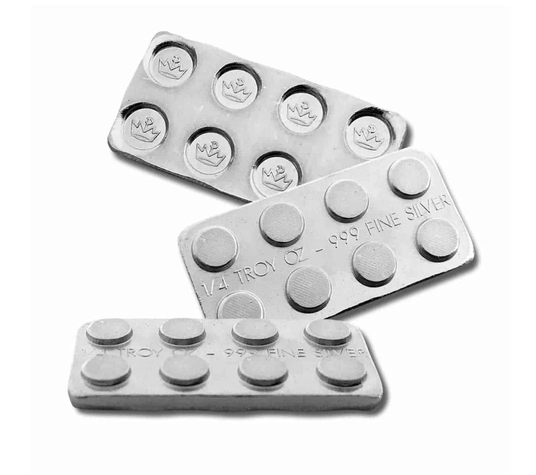 1/4 oz .999 Fine Silver - Building Block Bar - Quarter 2x4 Lego Bullion Stackable