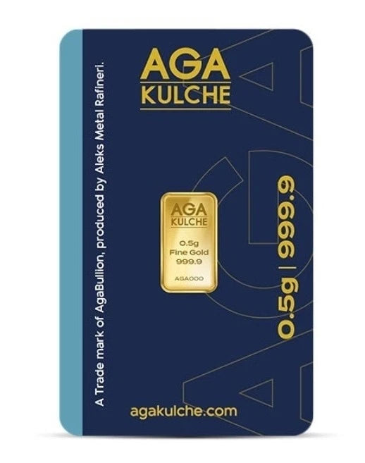 AgaBullion Gold Bar, 1/2 Gram, .9999 Pure in Assay Package