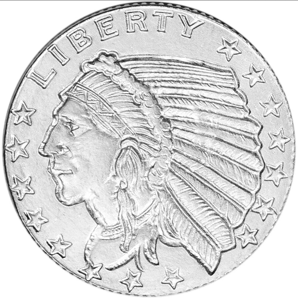 1/10 oz Golden State Mint Silver Round Incuse Indian .999 Fine Tube of 50