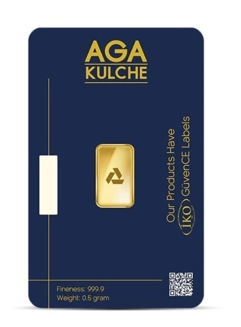 AgaBullion Gold Bar, 1/2 Gram, .9999 Pure in Assay Package