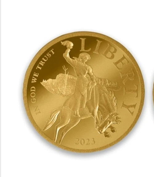 2024 Cook Islands $5 .9999 Pure Gold Coin – "Liberty Taming the West" Cowboy