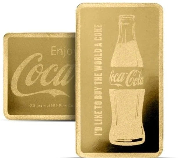 Pure Gold Coca Cola Bottle And Logo Limited Edition Gold Bar In Coke Assay