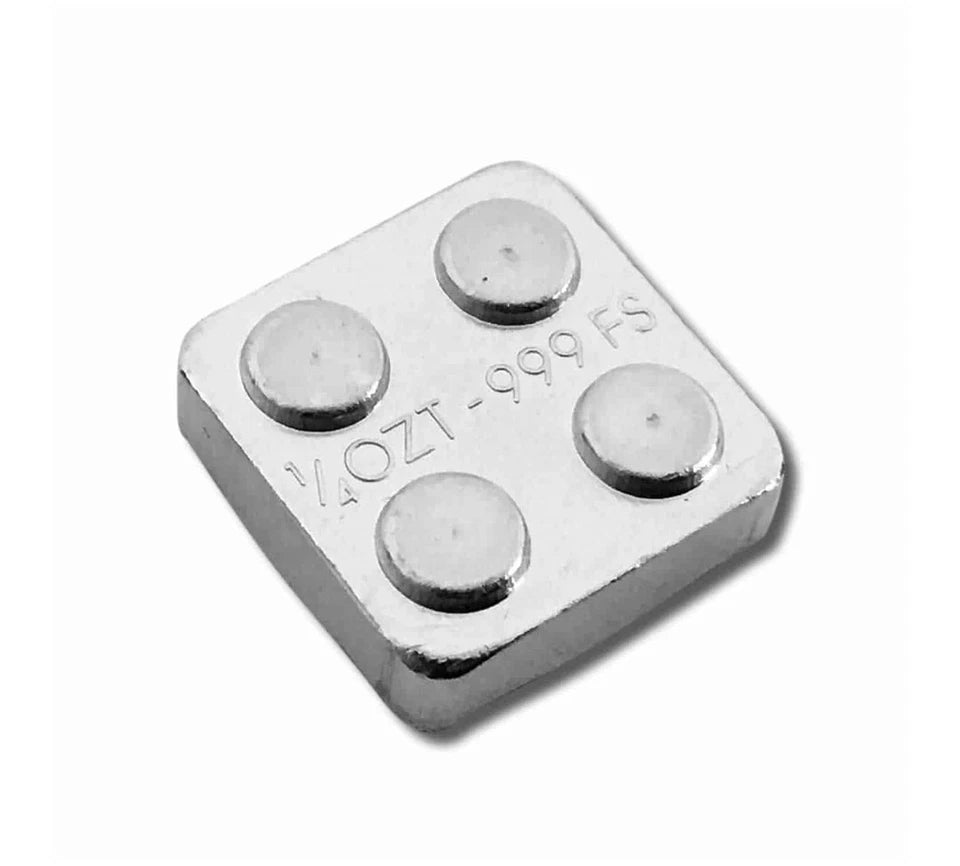 1/8 Oz .999 Pure Silver - Building Block Bar - Eighth 2X2 Lego Bullion Stackable